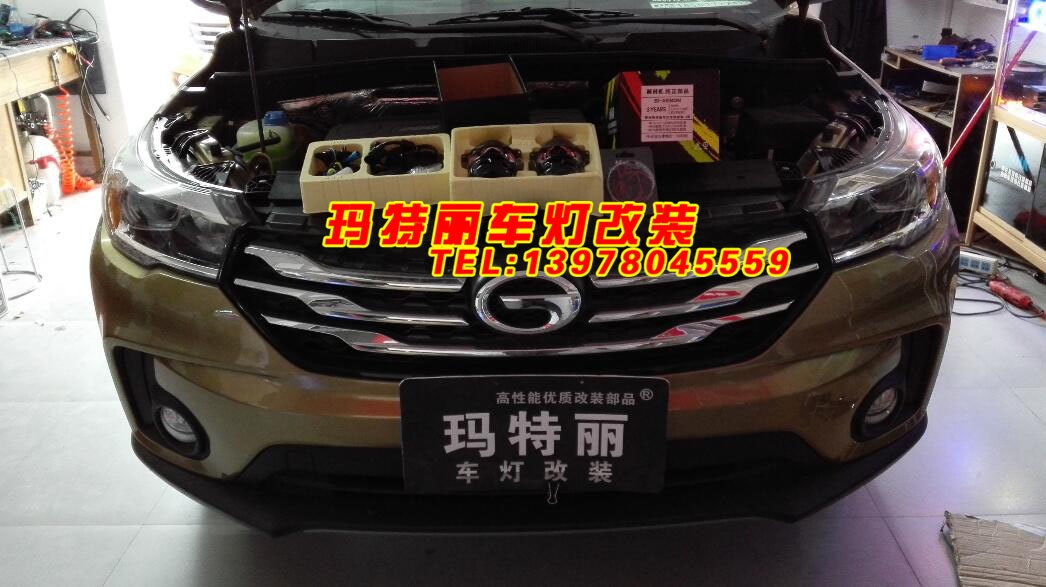 瑪特麗車燈改裝升級(jí)廣汽傳祺GS4豪華大燈+藍(lán)色惡魔眼