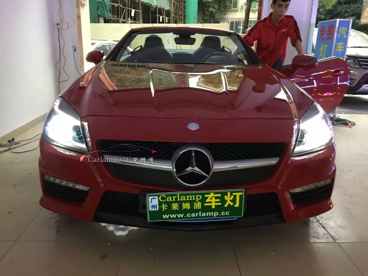 【廣州專業(yè)改燈】奔馳敞篷跑車SLK55 大燈改裝：自帶透鏡歐司朗CBI+原車自帶的AL安定器【廣州Carlamp車燈改裝案例】