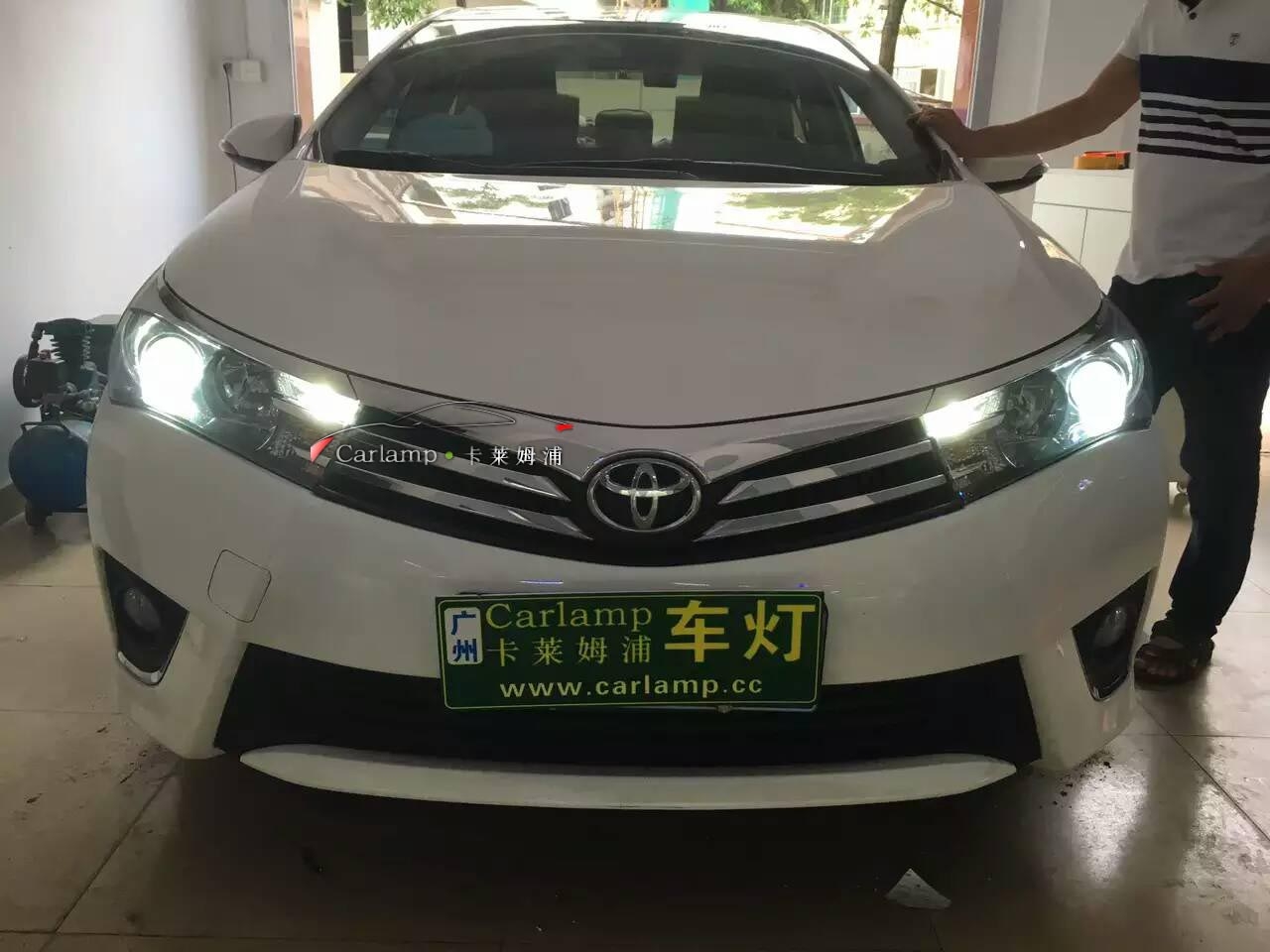 【廣州專業(yè)改燈】豐田卡羅拉大燈改裝：海拉5雙光透鏡+漢雷5500K氙氣大燈套餐【廣州Carlamp車燈改裝案例】