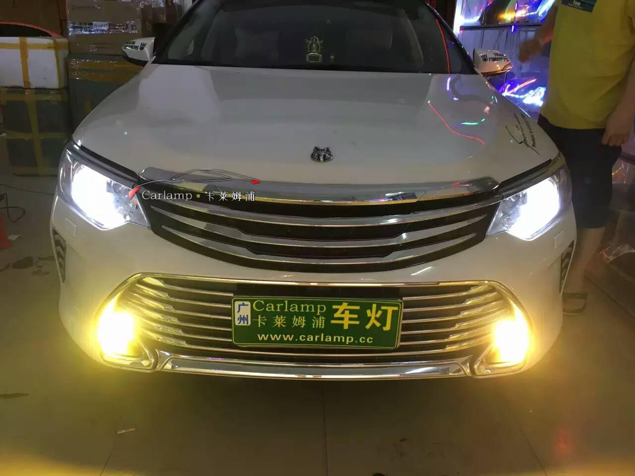 【廣州專業(yè)改燈】豐田凱美瑞15款 大燈改裝：氙氣大燈+氙氣霧燈黃金眼【廣州Carlamp車燈改裝案例】