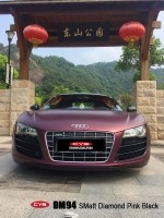 南昌貼膜改色 奧迪R8亞光鉆石魅粉車身改色貼膜