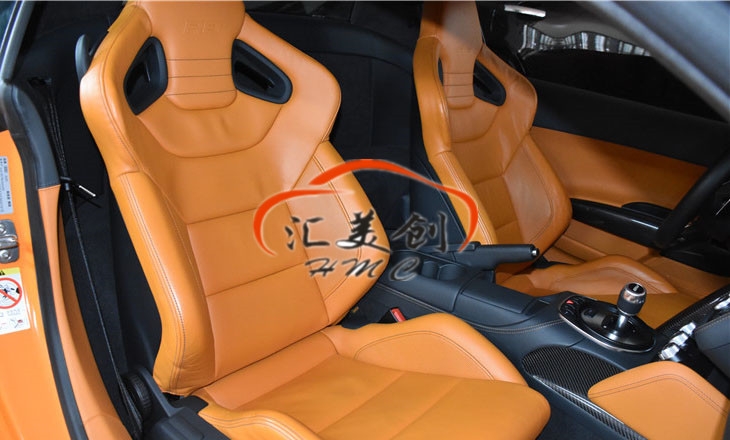 奧迪R8內(nèi)飾座椅橙色真皮改裝 內(nèi)飾改裝