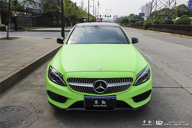 奔馳C200整車艾利蘋果綠改色膜--湖南專業(yè)奔馳改裝