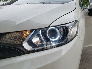 【廣州炫瀾車燈】本田飛度升級精剛海拉5雙光透鏡+LED天使眼