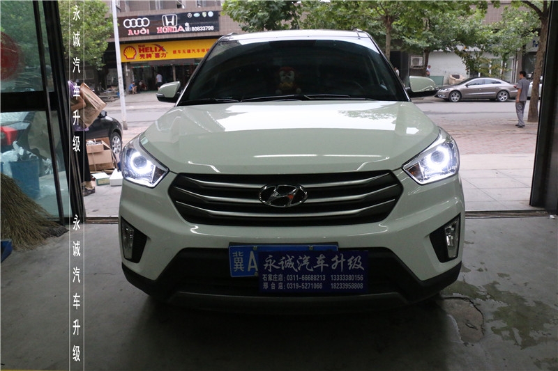 【永誠(chéng)汽車】石家莊ix25改燈，升級(jí)氙氣燈日行燈天使眼