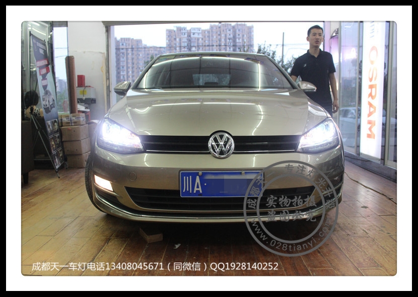 成都高爾夫7車燈改裝日行燈雙UQ5雙光透鏡氙氣燈