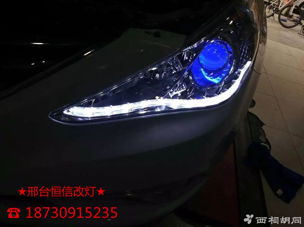 邢臺(tái)恒信專業(yè)改車燈 索八大燈改透鏡藍(lán)色惡魔眼