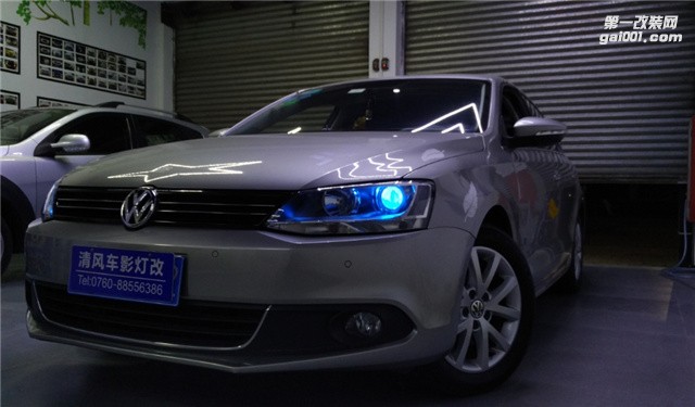 中山新速騰車燈升級(jí) 海拉五雙光透鏡改裝 炫酷惡魔眼升級(jí)——清風(fēng)車影燈改