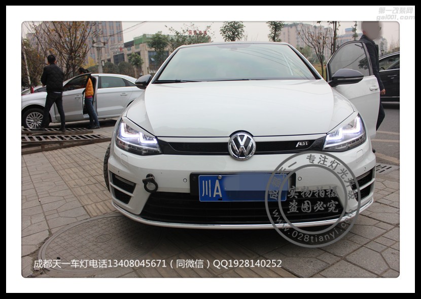 成都高爾夫7車燈改裝海拉雙光透鏡歐司朗氙氣燈日行燈