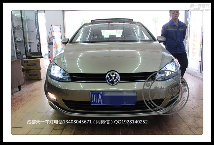 成都高爾夫7車燈改裝改裝LED雙U日行燈總成