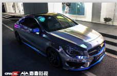 奔馳C260L車身貼膜電鍍鏡面銀