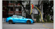 奧迪A5車身改色貼膜極光淺藍案例