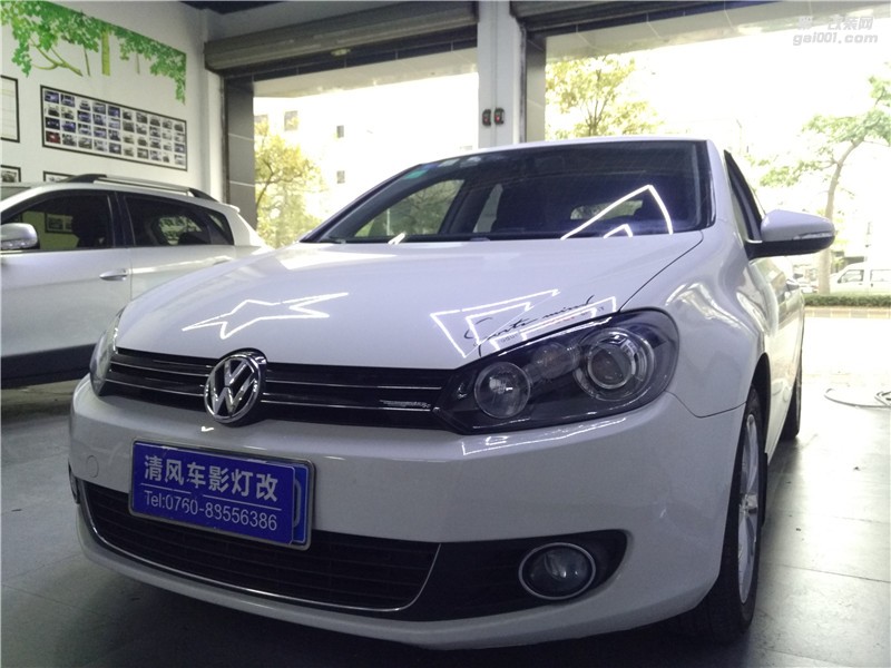 大眾高爾夫6升級(jí)車燈 海拉五雙光透鏡升級(jí) 飛利浦XV氙氣燈改裝 中山清風(fēng)車影燈改