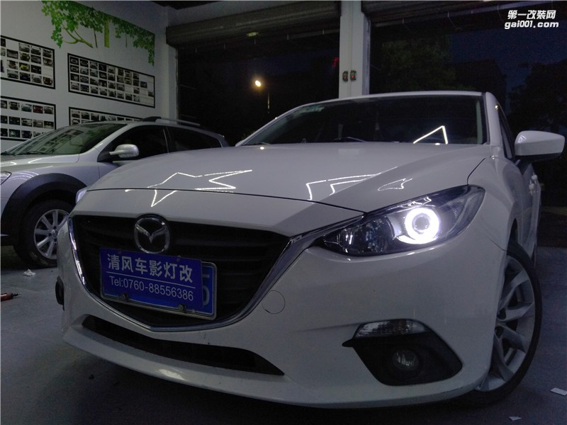 馬自達(dá)昂克賽拉升級(jí)車燈 升級(jí)寶馬天使眼 海拉五雙光透鏡 中山清風(fēng)車影燈改