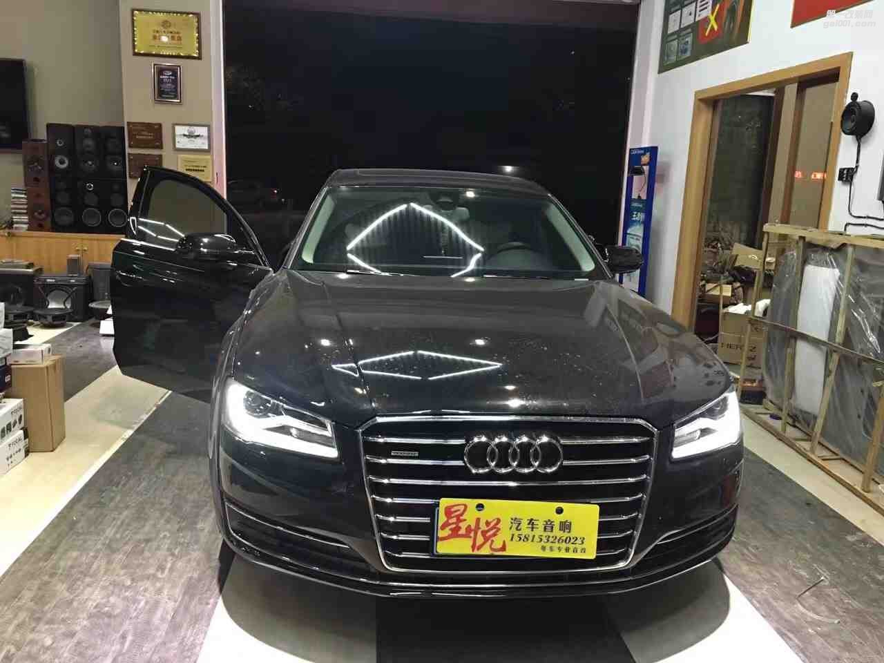 汕頭市星悅汽車音響升級中心奧迪A8大能4隔音，法國勁浪165as3+勁浪r165s2套裝，赫茲hdp1功放，喜力士低音
