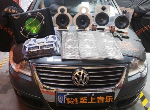 清遠(yuǎn)至上音樂(lè)汽車(chē)音響改裝/大眾邁騰改裝音響系統(tǒng)作業(yè)施工展示