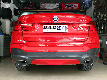 成都銳行寶馬X4改裝雙邊方口排氣外觀(guān)
