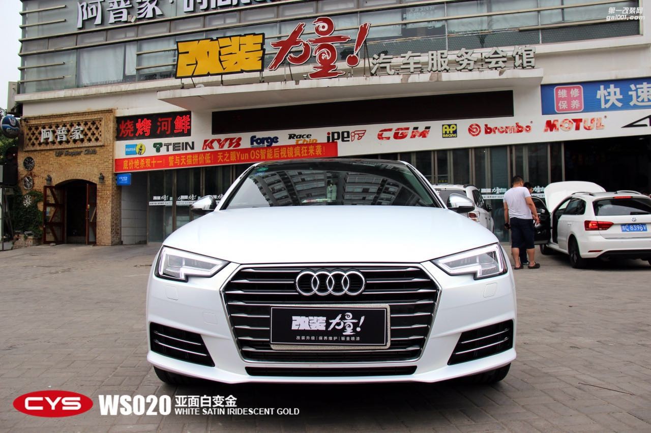 北京奧迪A4L CYS亞面白變金 WS020 汽車改色貼膜