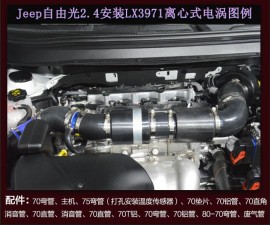 Jeep自由光提升動(dòng)力升級進(jìn)氣改裝安裝鍵程離心式電動(dòng)渦輪增壓器LX3971案例