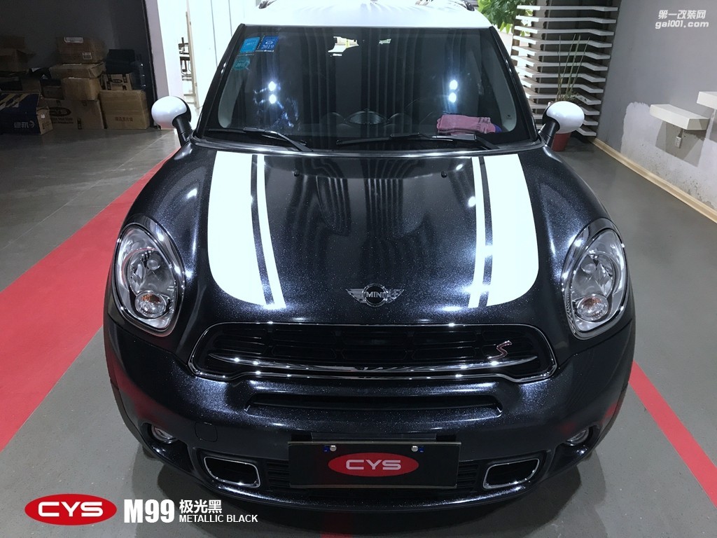 四川成都車衣裳MINI極光黑M99車身改色貼膜