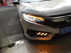 昆山10代思域升級高配led大燈加hks泄壓閥