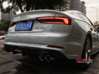 新款奧迪Audi A5改裝碳纖維后唇 RS5大包圍 4出排氣擾流板小包圍