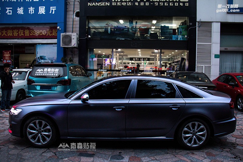 廣州奧迪A6車(chē)身貼膜電光碳灰