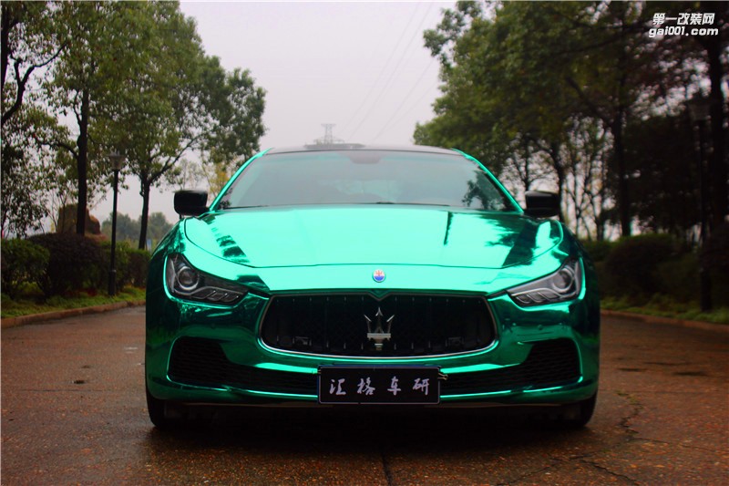 長沙進(jìn)口改色膜施工店 瑪莎全車施工電鍍蒂芙尼藍(lán)