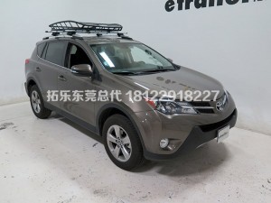 15款豐田RAV4拓樂(lè)車頂行李架橫桿775+行俠者黑色行李框?qū)嵨锱臄z