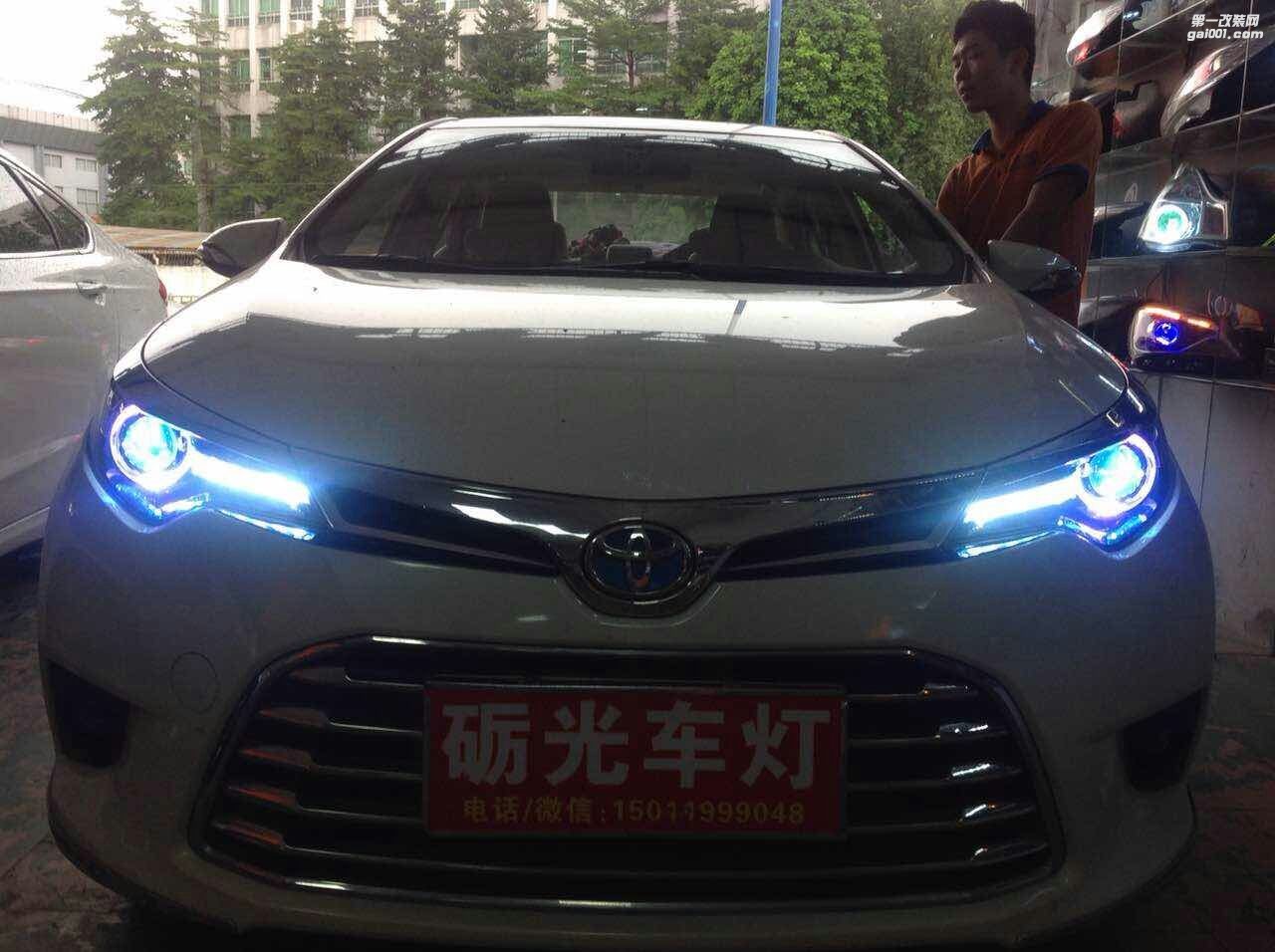 廣州汽車改燈 豐田雷凌大燈升級(jí)海拉5雙光透鏡歐司朗套裝