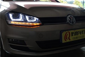 貴陽高七車燈改裝 高爾夫七升級雙U大燈總成 貴陽燈光升級