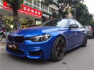 成都寶馬330改裝HSR中尾段四出閥門排氣AN M3款后杠碳纖維后唇