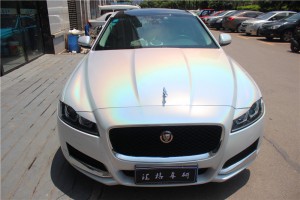 長沙車身改色貼膜實體店捷豹XEL全車進口禿鷹鐳射銀改色膜