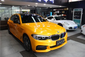 禿鷹美國進口改色膜寶馬五系整車璀璨黃金改色膜長沙貼膜