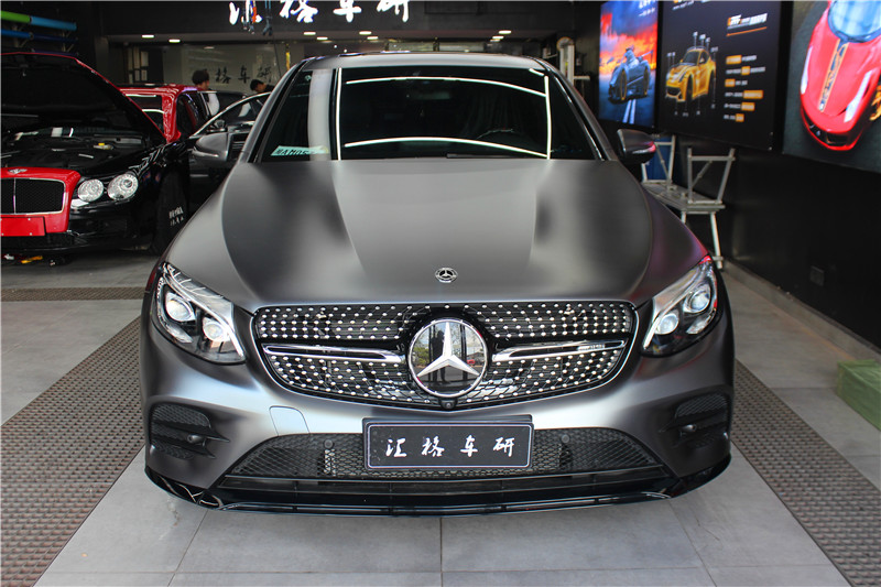 長沙汽車改色貼膜奔馳GLC全車改色禿鷹Teckwrap電光深灰改色膜
