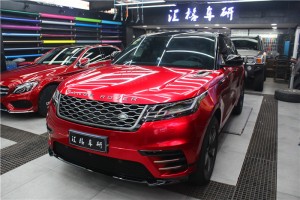 汽車改色膜 路虎車身貼膜改色水晶烈焰紅 長沙貼膜實體店