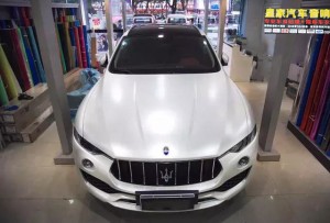 瑪莎拉蒂Levante汽車改色電光白——郴州市皇家音響