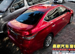 日產(chǎn)軒逸車身改色案例-極光紅 -——郴州市皇家音響