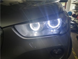 長春寶馬X1車燈升級 長春車燈改裝  寶馬車