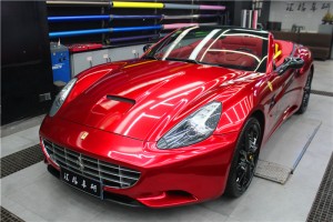 長沙改色貼膜 法拉利外觀改色裝飾 全車水晶烈焰紅進(jìn)口改色膜