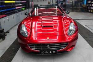 長沙汽車改裝改色貼膜實體店 法拉利全車改裝改色水晶烈焰紅