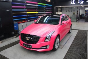長沙車身貼膜 凱迪拉克改色電光公主粉 美國Teckwrap改色膜