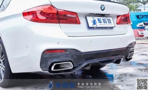 18款寶馬5系530改裝進口M Performance款方口尾嘴、后擾流與后尾翼