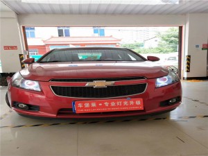 莆田專業(yè)汽車大燈改裝科魯茲大燈改裝氙氣燈海拉五雙光透鏡天使眼惡魔眼車堡萊專業(yè)車燈改裝