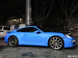 保時捷卡雷拉貼膜改色水晶天藍  英國RG名車改色膜品牌招商加盟