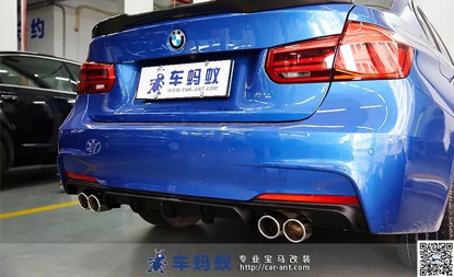 寶馬3系F35改裝升級M3款四出排氣與刀鋒后擾流