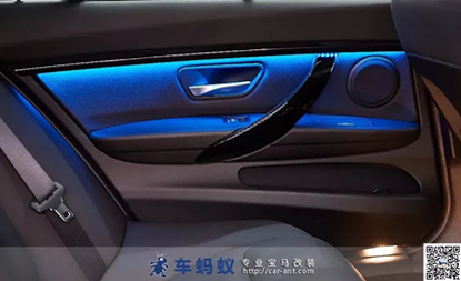 寶馬3系F35改裝M3丁字褲方向盤與八色氛圍燈