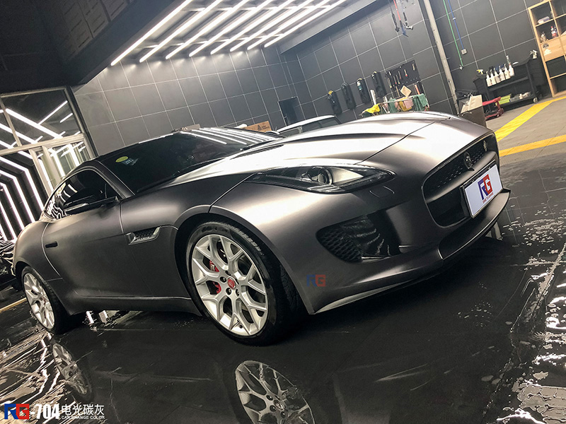 捷豹f-type車身改色電光碳灰案例 英國(guó)RG瑞集改色膜江蘇宜興加盟店出品