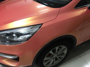 马鞍山C9车身改色-帝豪GS原色棕色车身改色贴膜改色水晶珊瑚橙