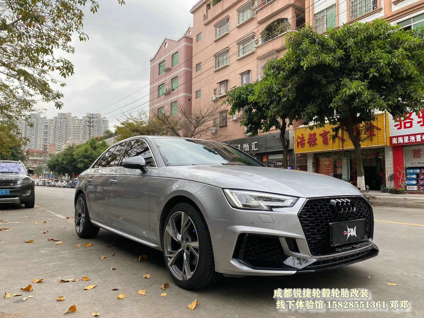 奧迪A4改裝19寸RS款鍛造輪轂 裝車案例成都銳捷輪轂